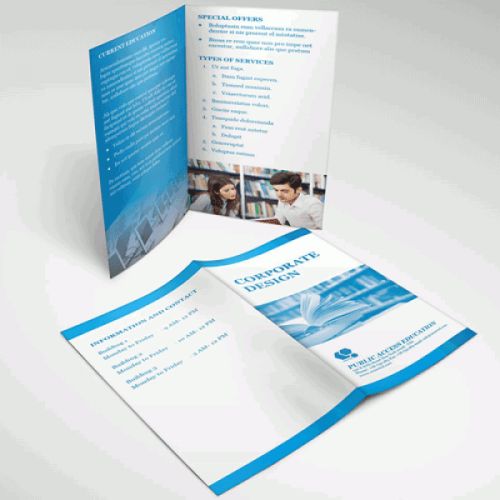 8.5" x 11" Brochure Half Fold 100lb Gloss Book Paper - Full Color Both Sides